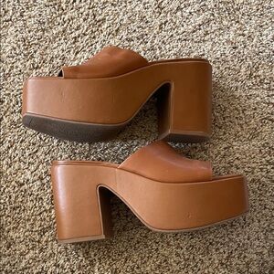 Gianni Bini Tan Platform Mules